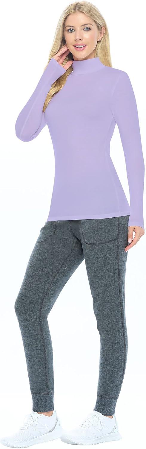 imageNatural Uniforms Womens Long Sleeve Mock TurtleNeck TShirt Under ScrubLavender