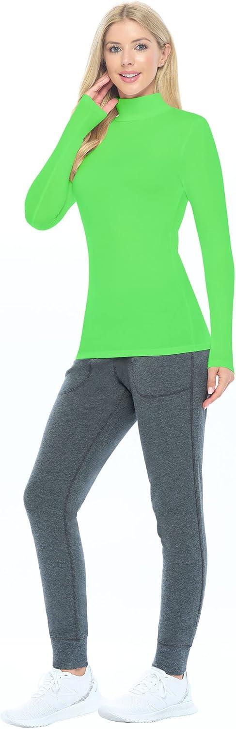 imageNatural Uniforms Womens Long Sleeve Mock TurtleNeck TShirt Under ScrubLime Green