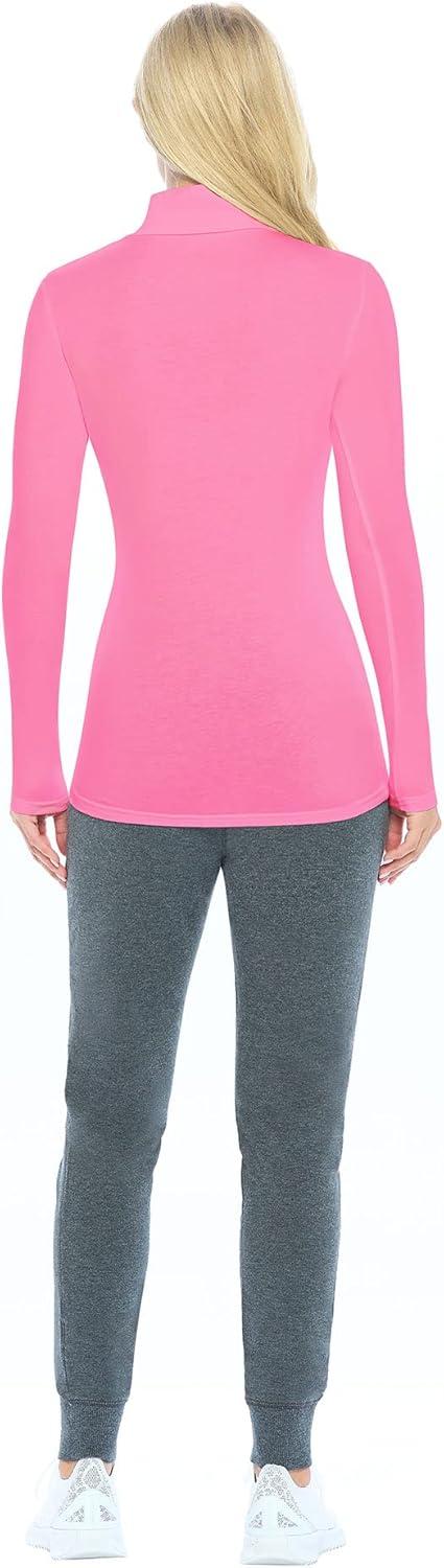 imageNatural Uniforms Womens Long Sleeve Mock TurtleNeck TShirt Under ScrubNeon Pink