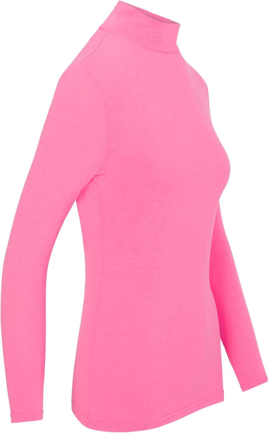 imageNatural Uniforms Womens Long Sleeve Mock TurtleNeck TShirt Under ScrubNeon Pink