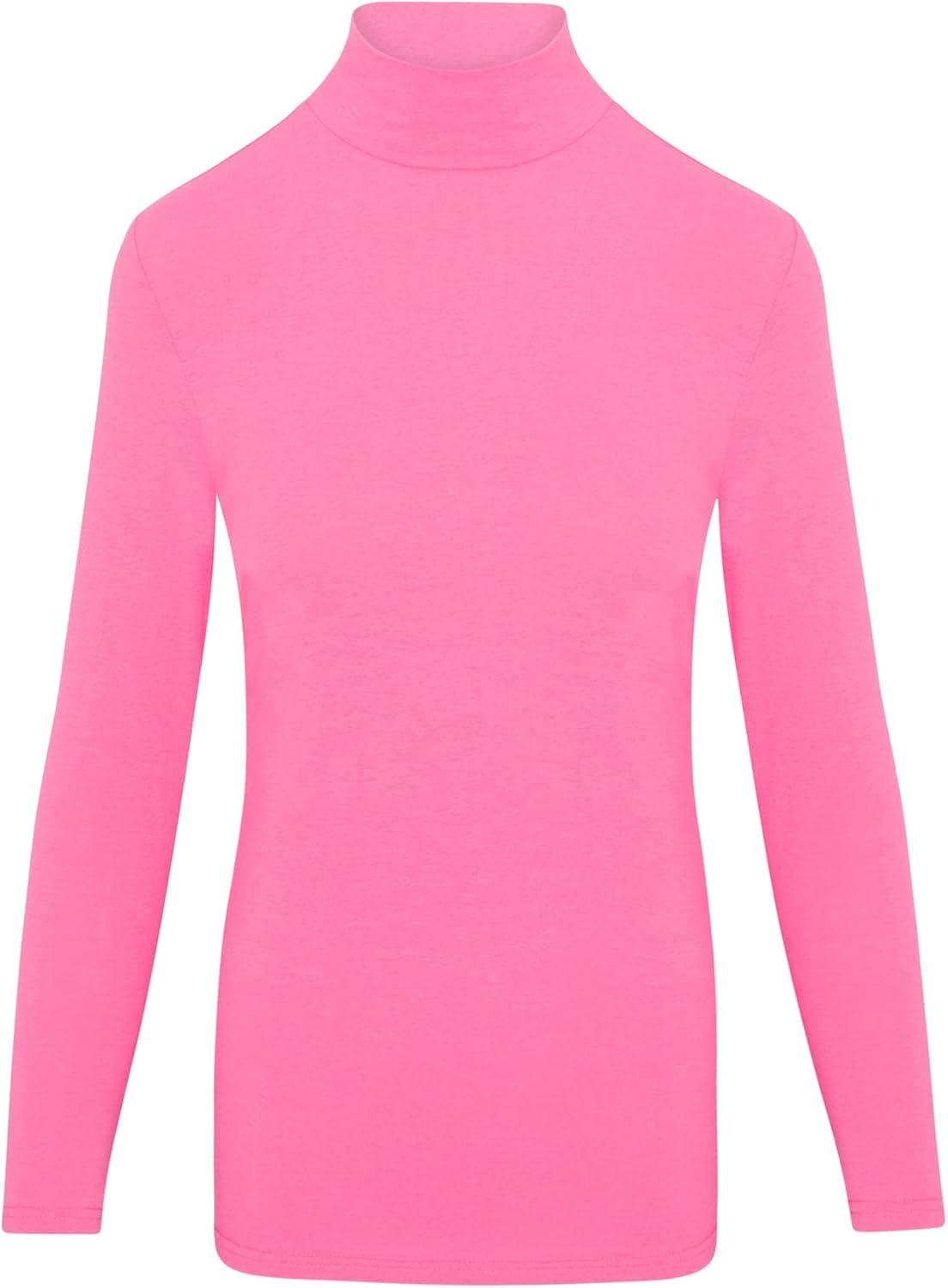 imageNatural Uniforms Womens Long Sleeve Mock TurtleNeck TShirt Under ScrubNeon Pink