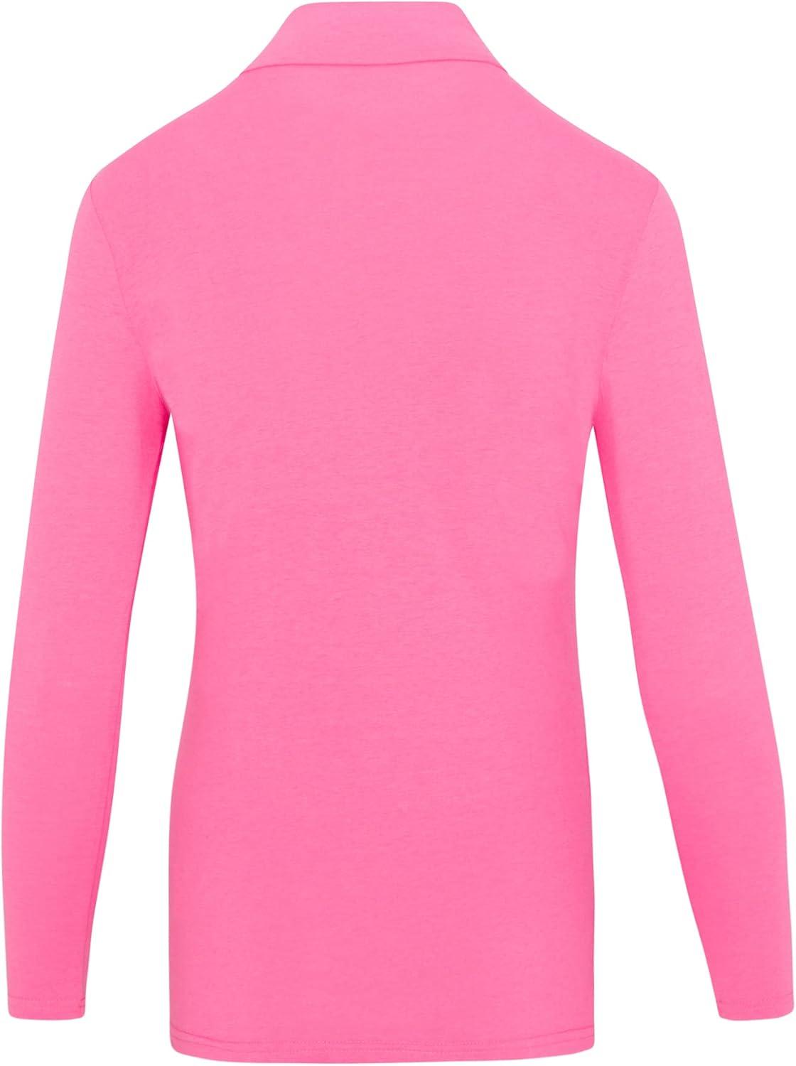 imageNatural Uniforms Womens Long Sleeve Mock TurtleNeck TShirt Under ScrubNeon Pink