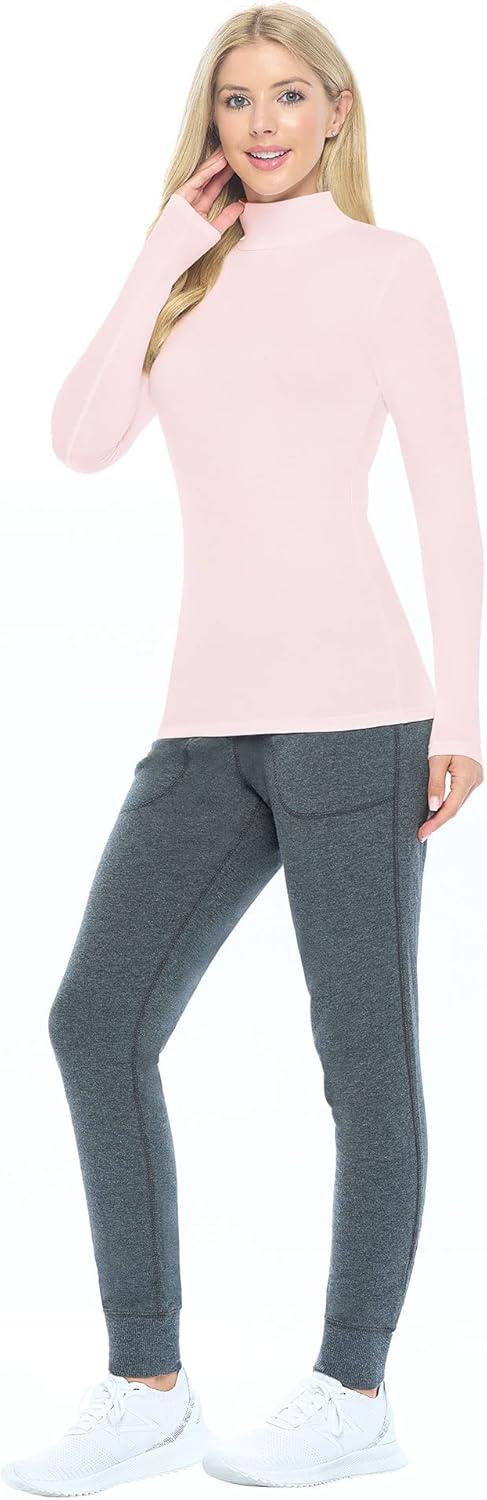 imageNatural Uniforms Womens Long Sleeve Mock TurtleNeck TShirt Under ScrubPink