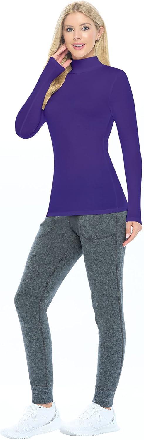 imageNatural Uniforms Womens Long Sleeve Mock TurtleNeck TShirt Under ScrubPurple