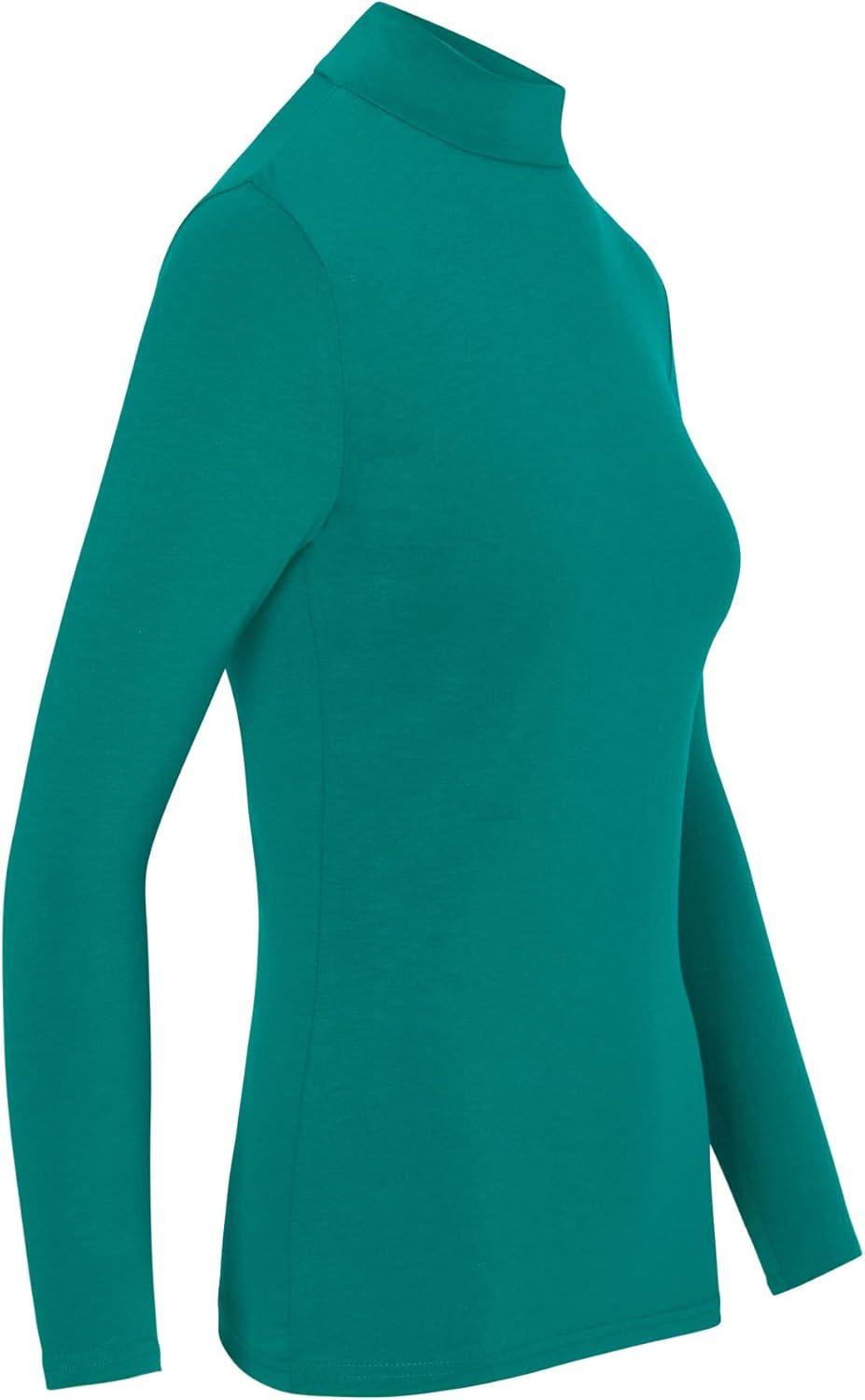 imageNatural Uniforms Womens Long Sleeve Mock TurtleNeck TShirt Under ScrubTrue Hunter Green