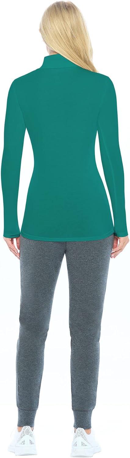imageNatural Uniforms Womens Long Sleeve Mock TurtleNeck TShirt Under ScrubTrue Hunter Green