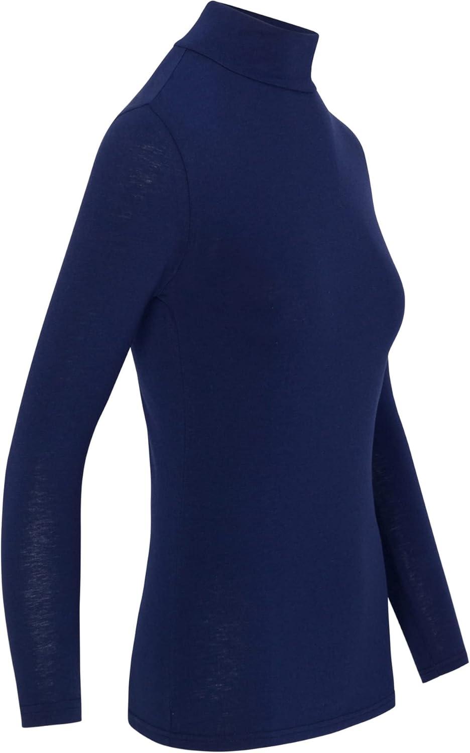 imageNatural Uniforms Womens Long Sleeve Mock TurtleNeck TShirt Under ScrubTrue Navy Blue