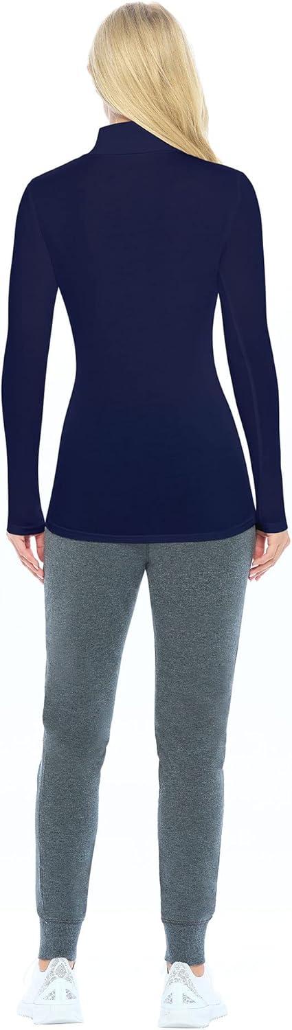 imageNatural Uniforms Womens Long Sleeve Mock TurtleNeck TShirt Under ScrubTrue Navy Blue