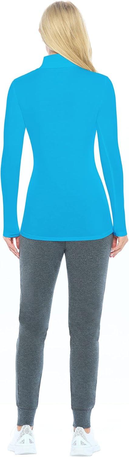 imageNatural Uniforms Womens Long Sleeve Mock TurtleNeck TShirt Under ScrubWater Blue