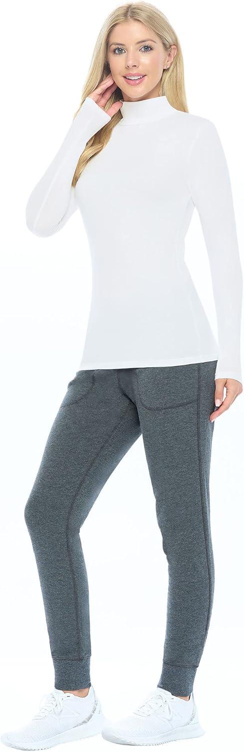 imageNatural Uniforms Womens Long Sleeve Mock TurtleNeck TShirt Under ScrubWhite