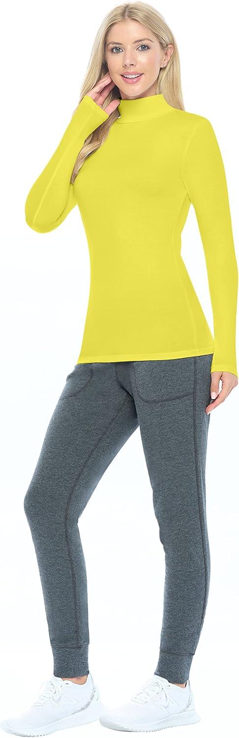 imageNatural Uniforms Womens Long Sleeve Mock TurtleNeck TShirt Under ScrubYellow