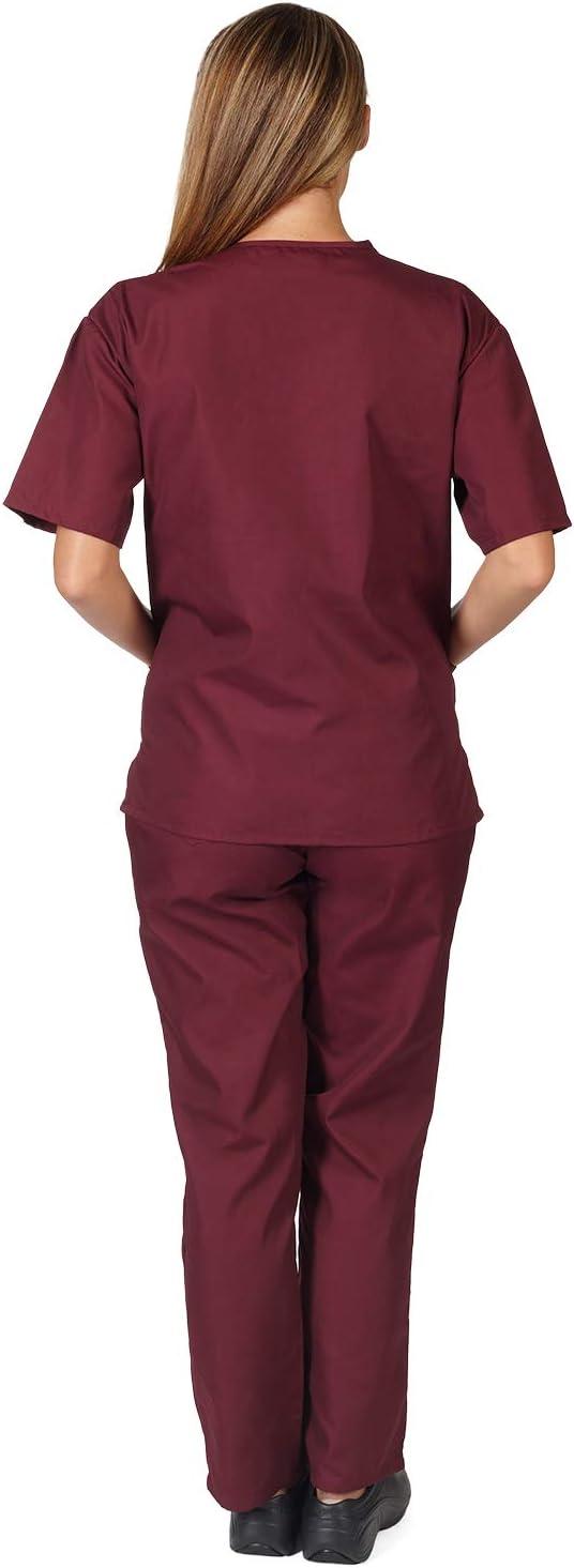 imageNatural Uniforms Womens Scrub Set Medical Scrub Tops and Pants Pack of 2 SetBurgundy
