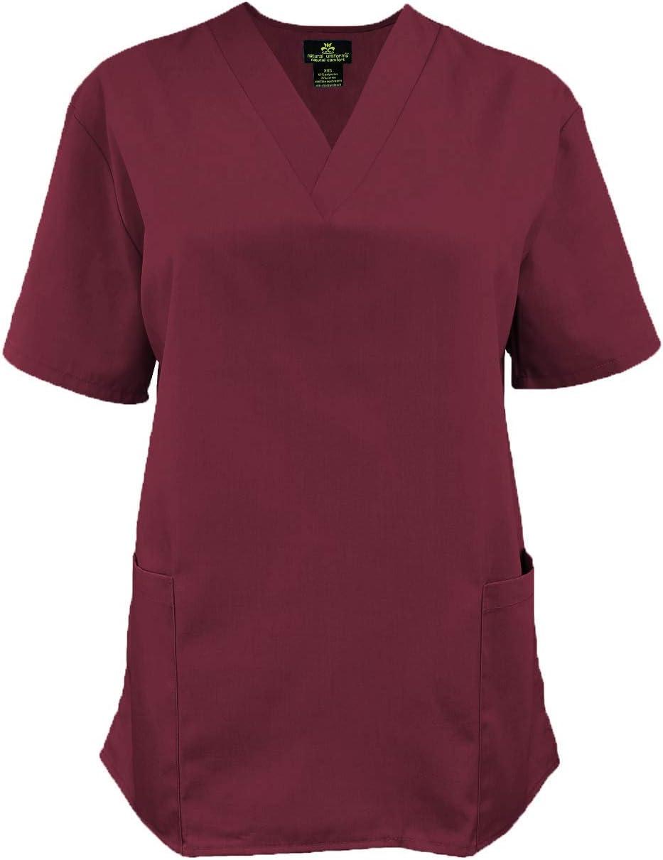 imageNatural Uniforms Womens Scrub Set Medical Scrub Tops and Pants Pack of 2 SetBurgundy