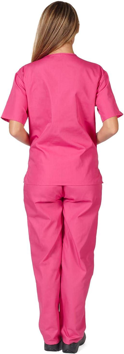 imageNatural Uniforms Womens Scrub Set Medical Scrub Tops and Pants Pack of 2 SetHot Pink