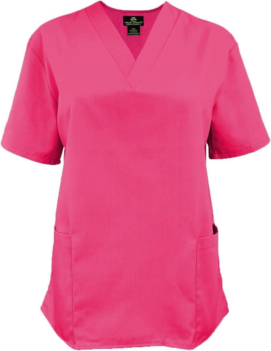 imageNatural Uniforms Womens Scrub Set Medical Scrub Tops and Pants Pack of 2 SetHot Pink