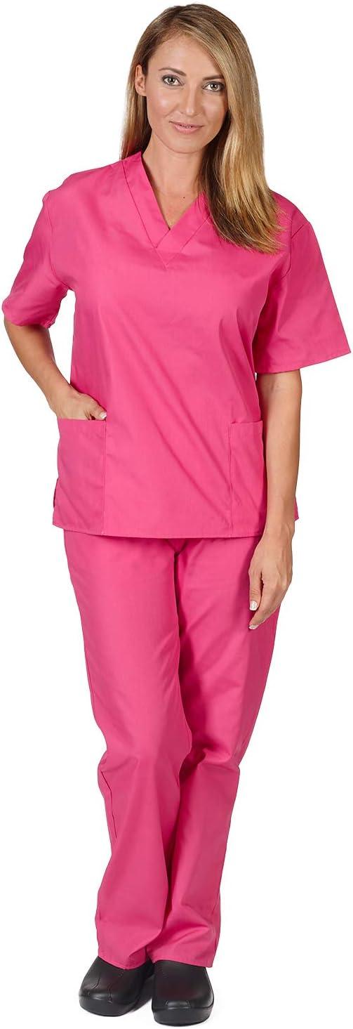imageNatural Uniforms Womens Scrub Set Medical Scrub Tops and Pants Pack of 2 SetHot Pink