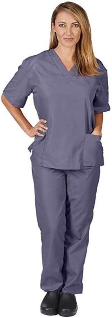 imageNatural Uniforms Womens Scrub Set Medical Scrub Tops and Pants Pack of 2 SetPewter Charcoal