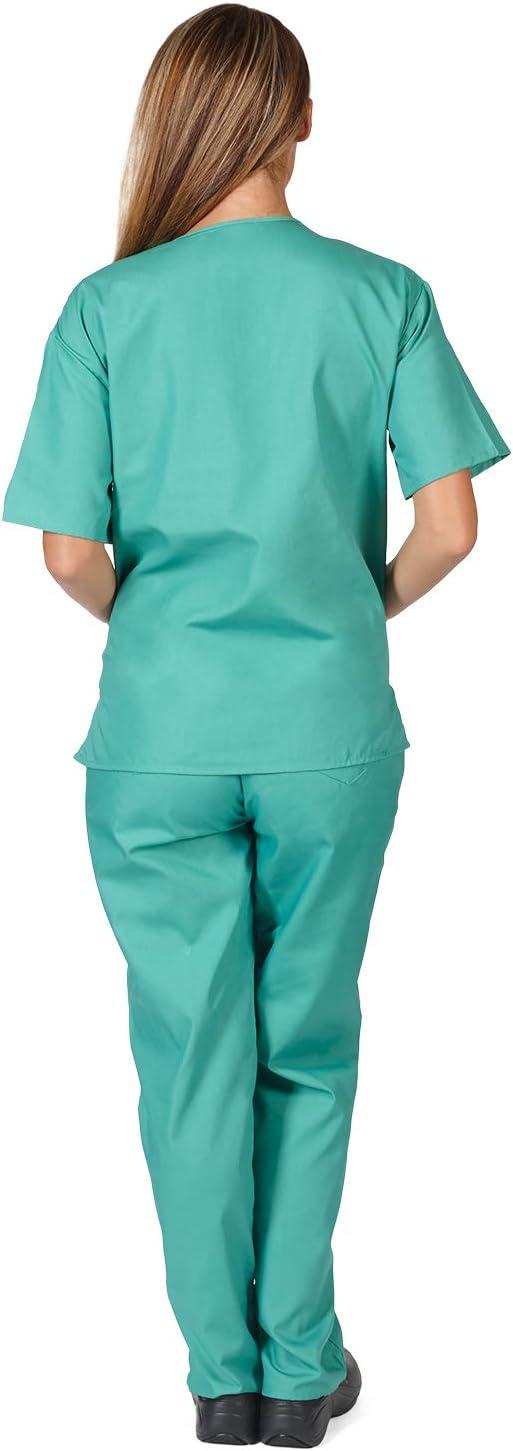 imageNatural Uniforms Womens Scrub Set Medical Scrub Tops and Pants Pack of 2 SetSurgical Green