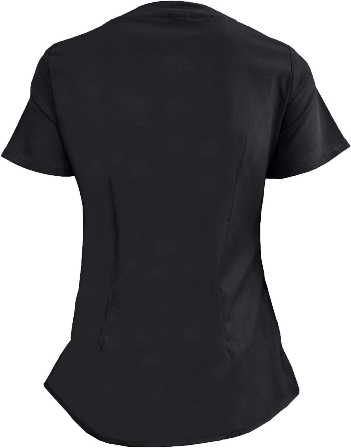 imageNatural Uniforms Womens Ultra Soft Modern Fit Mock Wrap Work Uniform Top and Pant Set 82019200Black