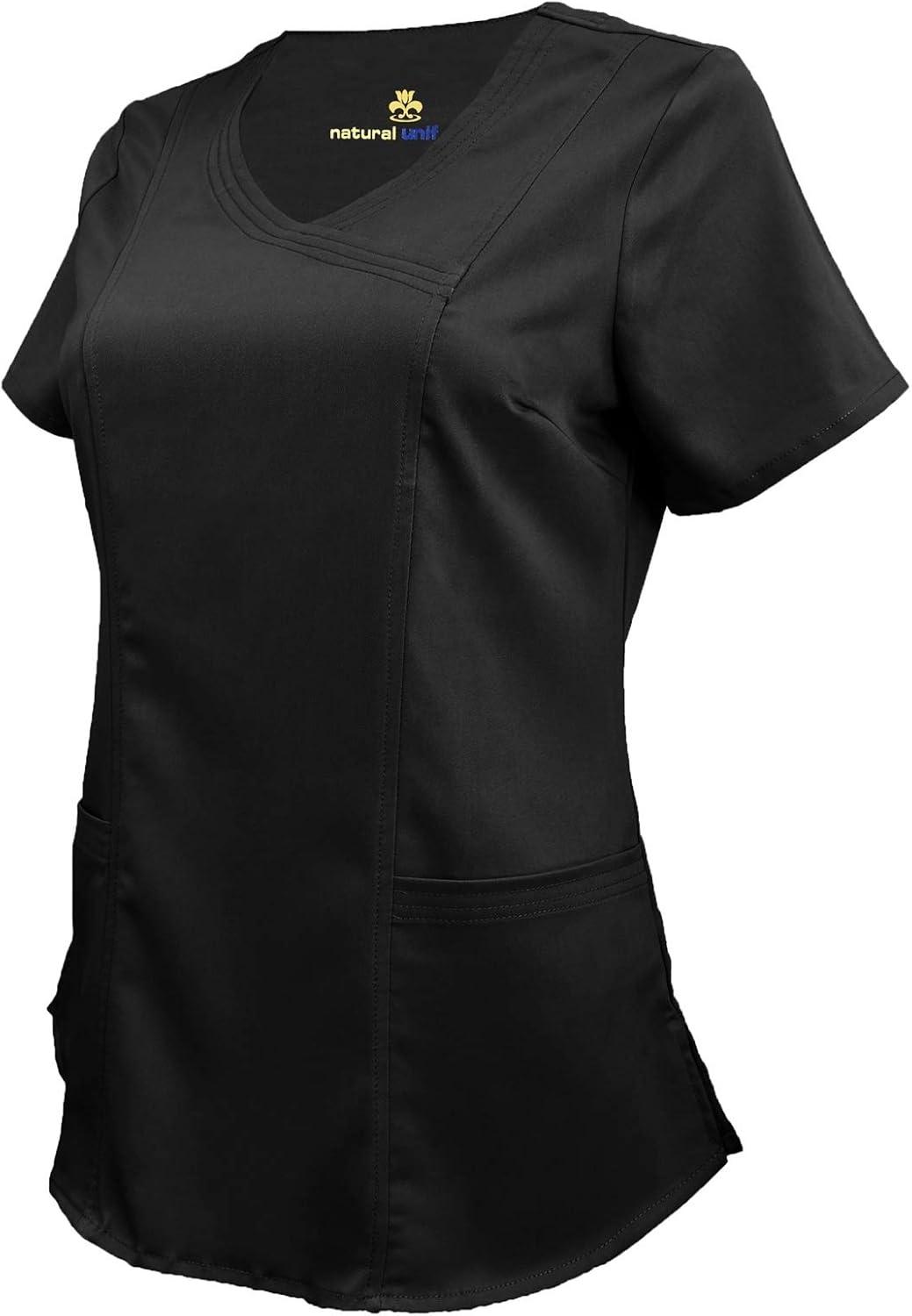 imageNatural Uniforms Womens Ultra Soft Modern Fit Mock Wrap Work Uniform Top and Pant Set 82019200Black