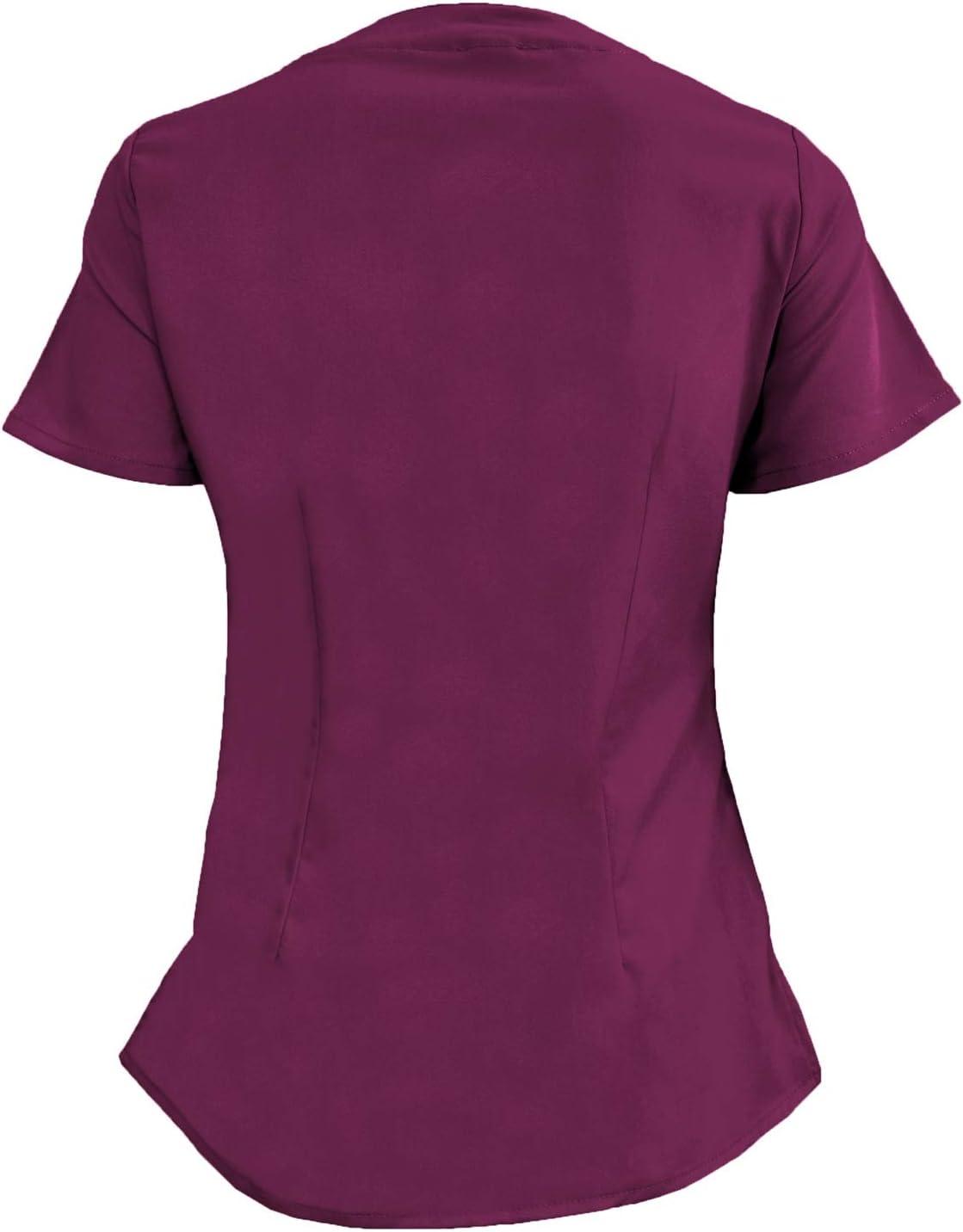 imageNatural Uniforms Womens Ultra Soft Modern Fit Mock Wrap Work Uniform Top and Pant Set 82019200Burgundy