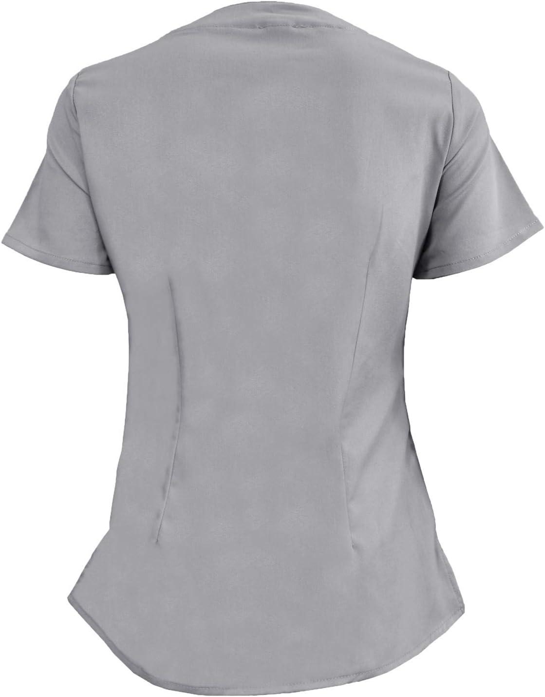 imageNatural Uniforms Womens Ultra Soft Modern Fit Mock Wrap Work Uniform Top and Pant Set 82019200Grey
