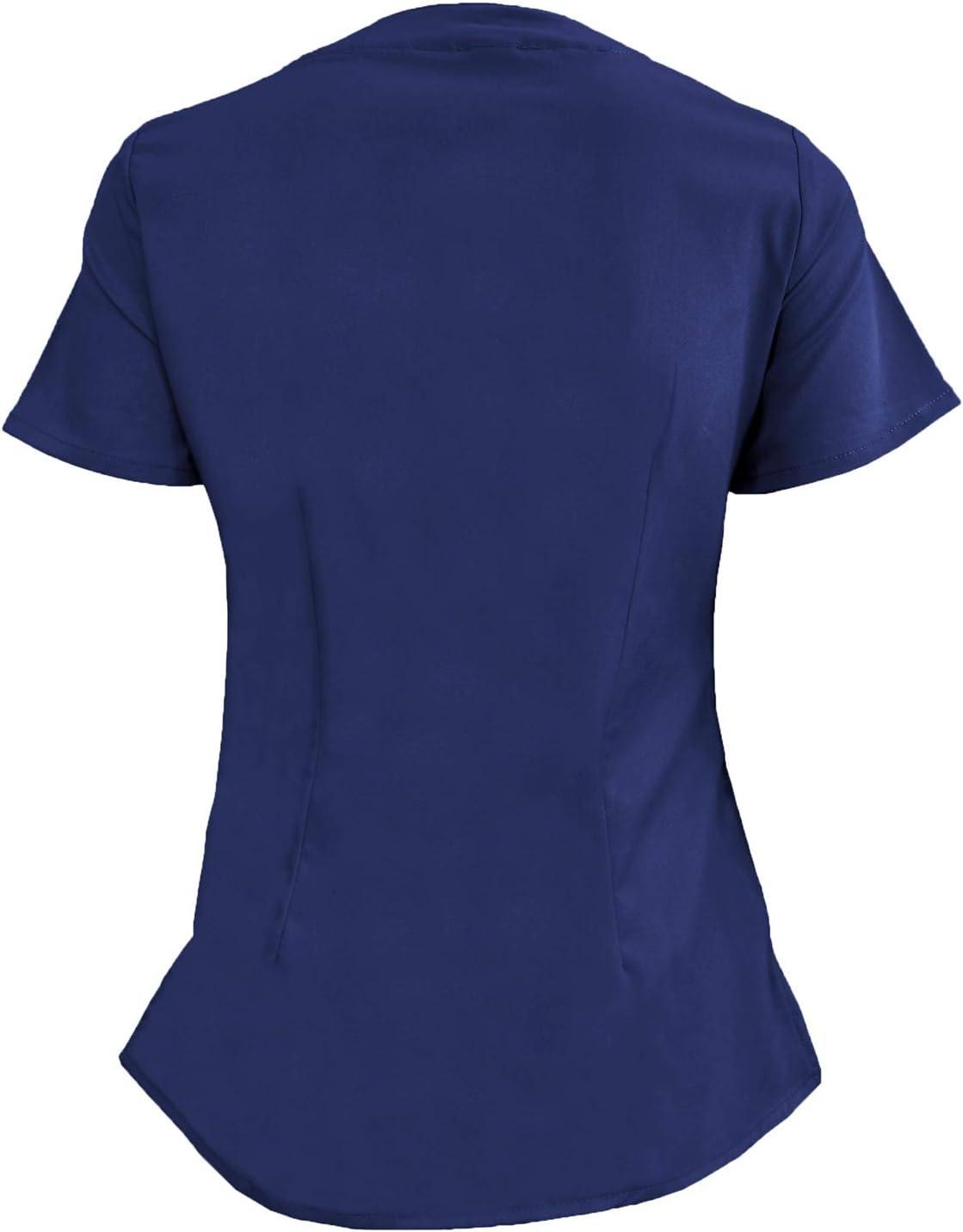 imageNatural Uniforms Womens Ultra Soft Modern Fit Mock Wrap Work Uniform Top and Pant Set 82019200True Navy Blue