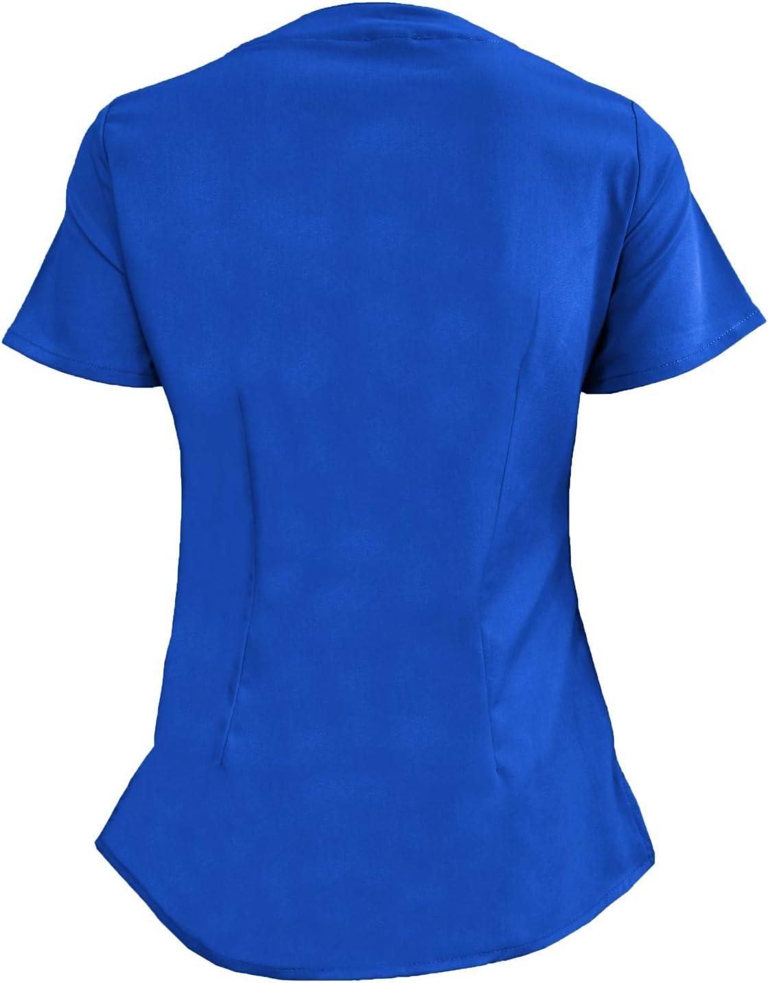 imageNatural Uniforms Womens Ultra Soft Modern Fit Mock Wrap Work Uniform Top and Pant Set 82019200True Royal Blue