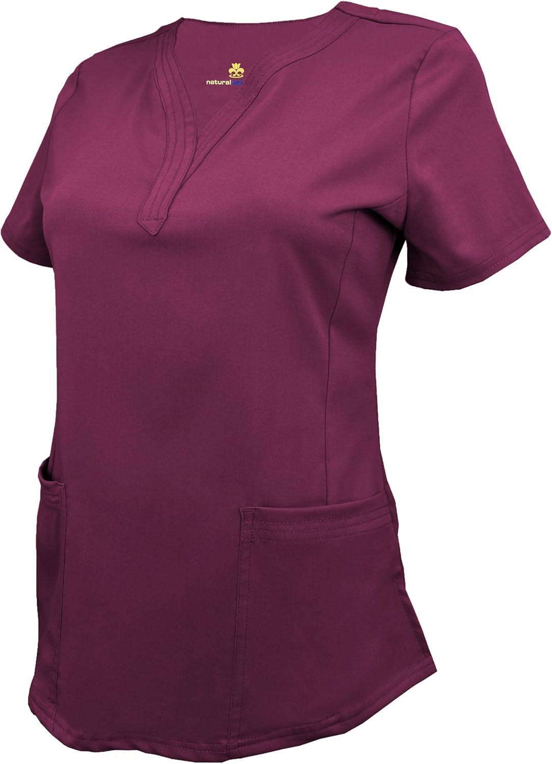 imageNatural Uniforms Womens Ultra Soft Stretch DropNeck Scrub Top 8200Burgundy