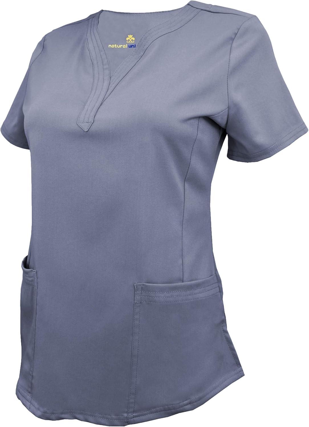 imageNatural Uniforms Womens Ultra Soft Stretch DropNeck Scrub Top 8200Charcoal