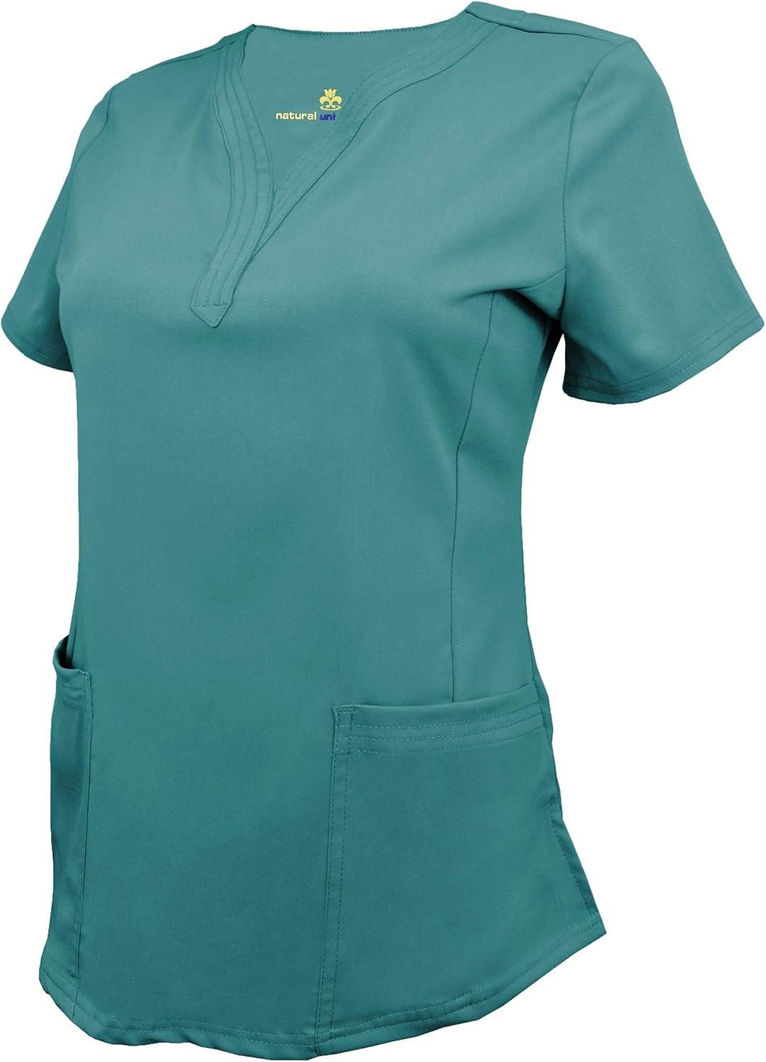 imageNatural Uniforms Womens Ultra Soft Stretch DropNeck Scrub Top 8200Teal