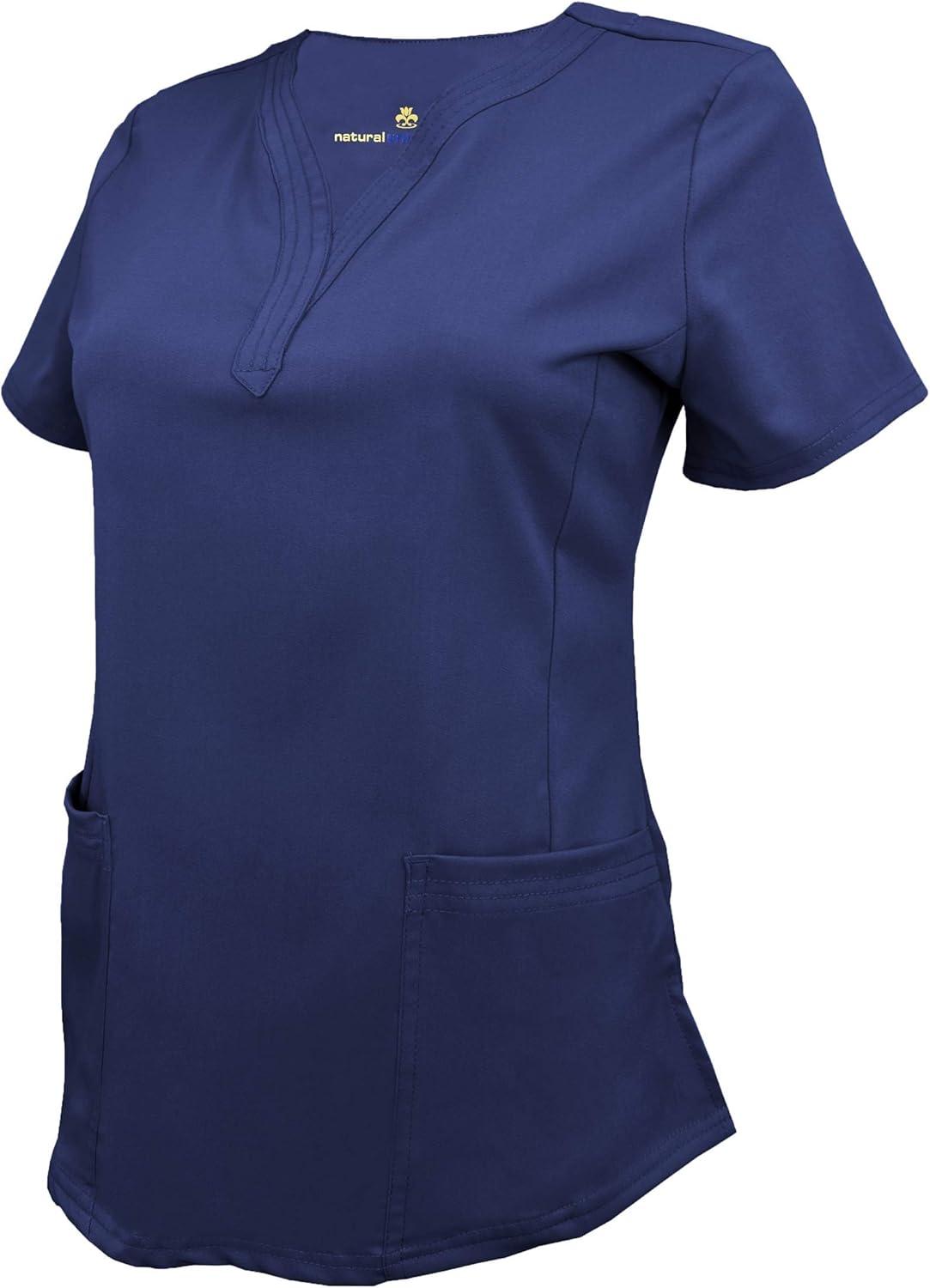 imageNatural Uniforms Womens Ultra Soft Stretch DropNeck Scrub Top 8200True Navy Blue