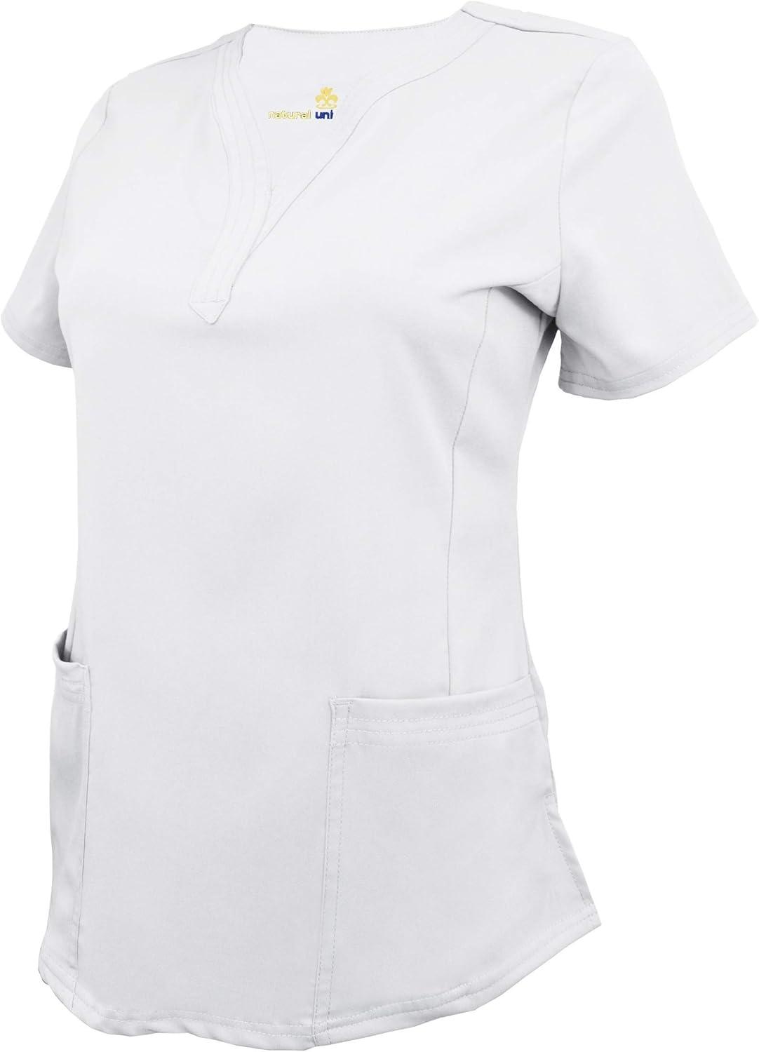 imageNatural Uniforms Womens Ultra Soft Stretch DropNeck Scrub Top 8200White