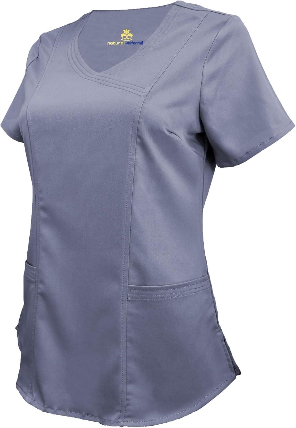 imageNatural Uniforms Womens Ultra Soft Stretch Mock Wrap Scrub Top 8201Charcoal