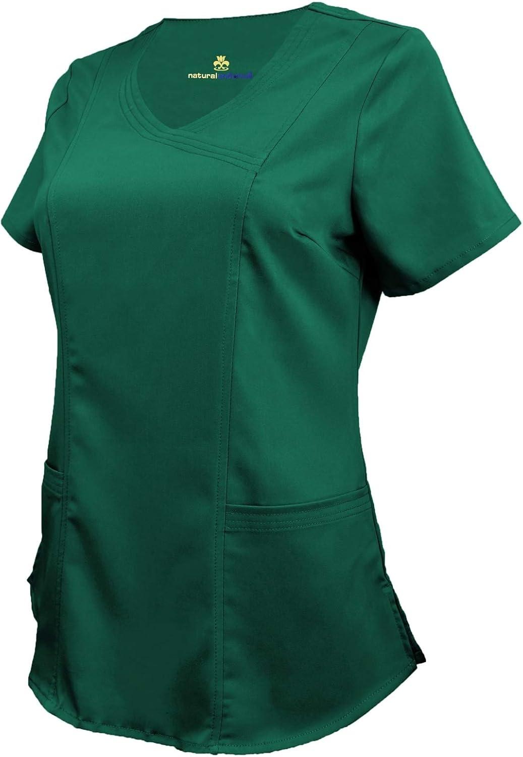 imageNatural Uniforms Womens Ultra Soft Stretch Mock Wrap Scrub Top 8201Hunter Green
