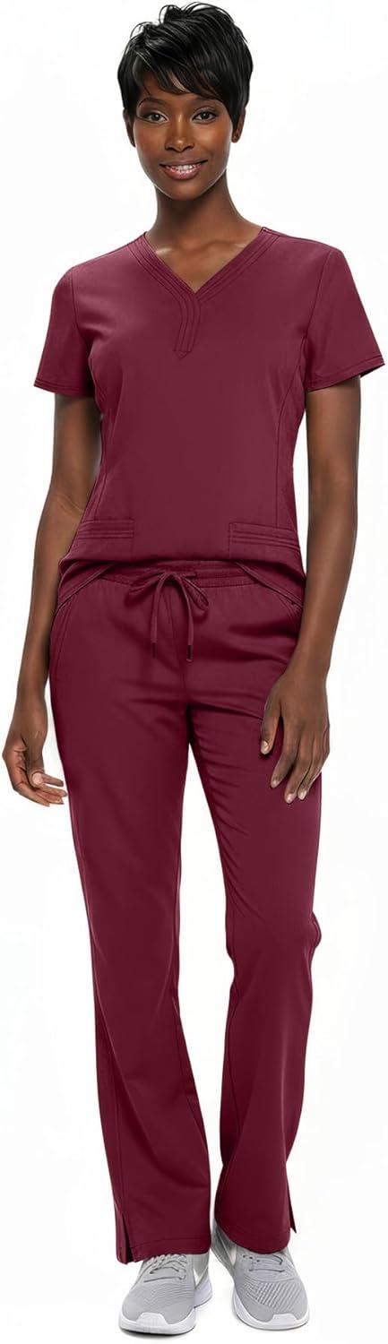 imageNatural Uniforms Womens Ultra Soft YNeck Scrub Set 82009200Burgundy