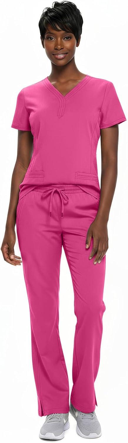 imageNatural Uniforms Womens Ultra Soft YNeck Scrub Set 82009200Hot Pink