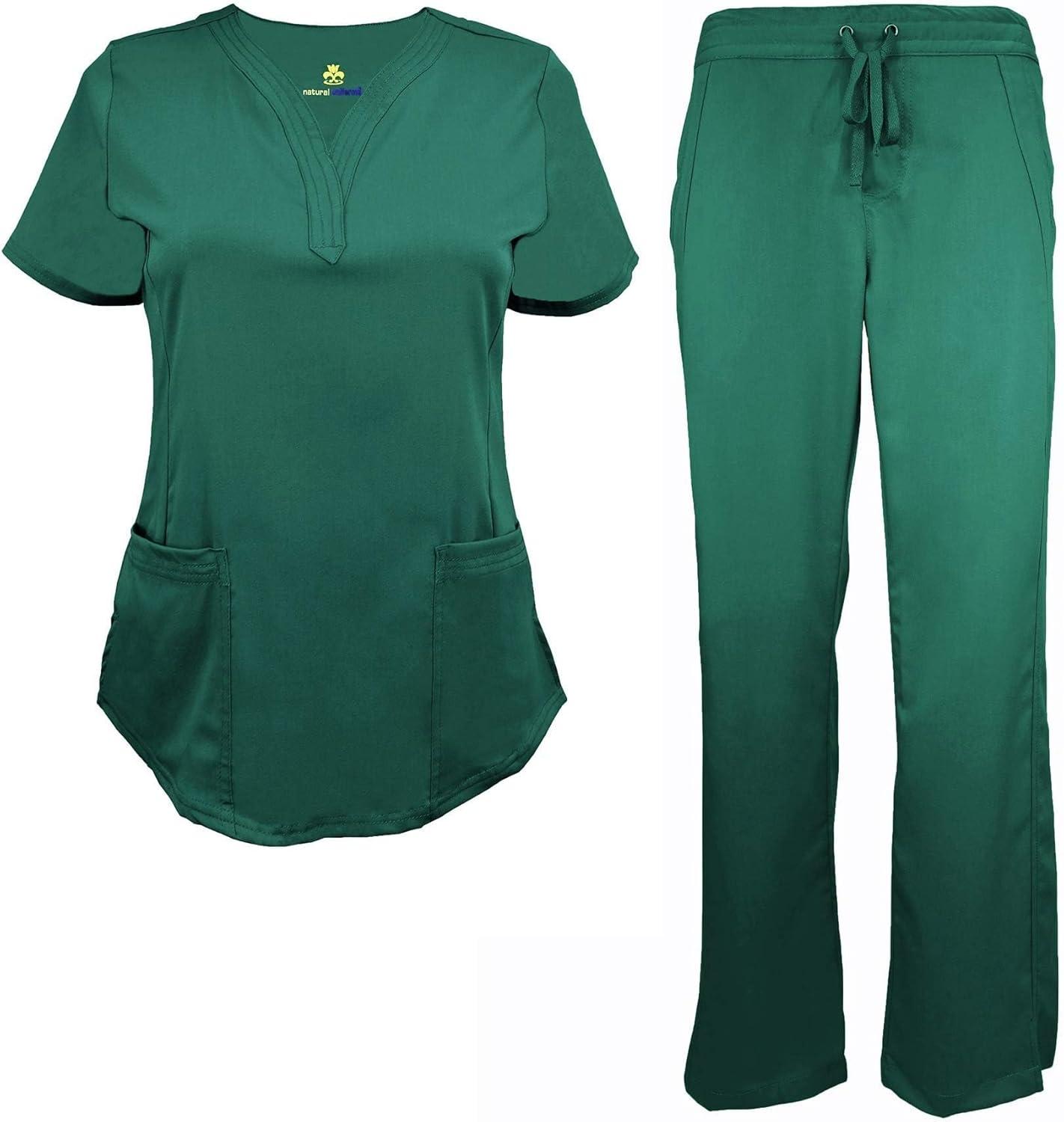 imageNatural Uniforms Womens Ultra Soft YNeck Scrub Set 82009200True Hunter Green
