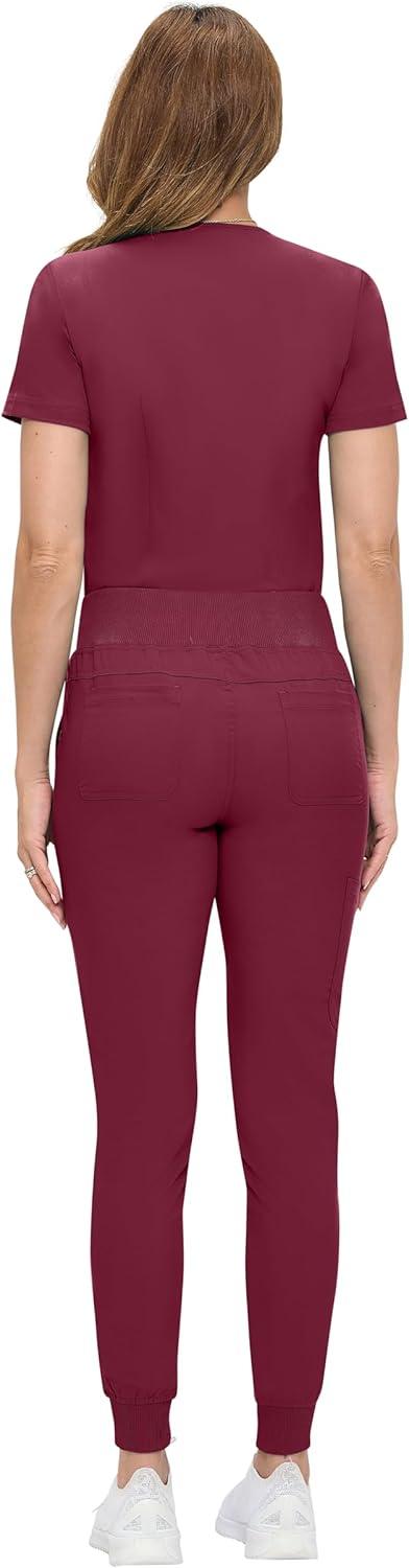 imageNatural Uniforms Womens UltraSoft Luxe Stretch Jogger Scrub Set with Regular and Petite SizesBurgundy