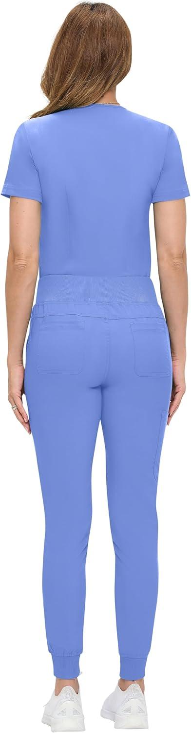 imageNatural Uniforms Womens UltraSoft Luxe Stretch Jogger Scrub Set with Regular and Petite SizesCeil Blue