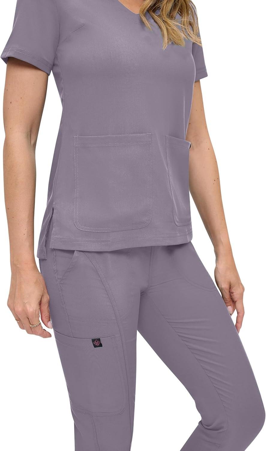 imageNatural Uniforms Womens UltraSoft Luxe Stretch Jogger Scrub Set with Regular and Petite SizesCharcoal