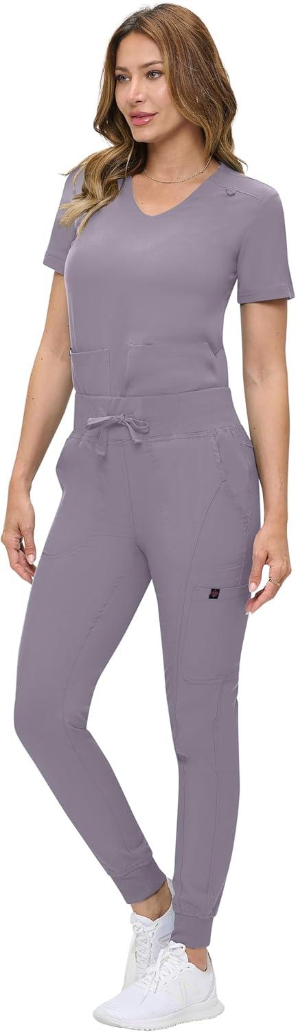 imageNatural Uniforms Womens UltraSoft Luxe Stretch Jogger Scrub Set with Regular and Petite SizesCharcoal