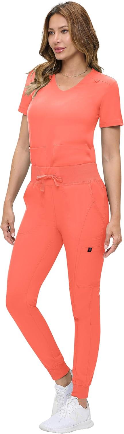 imageNatural Uniforms Womens UltraSoft Luxe Stretch Jogger Scrub Set with Regular and Petite SizesCoral