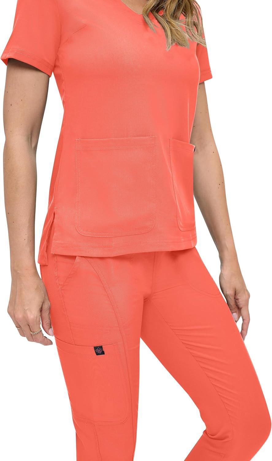 imageNatural Uniforms Womens UltraSoft Luxe Stretch Jogger Scrub Set with Regular and Petite SizesCoral