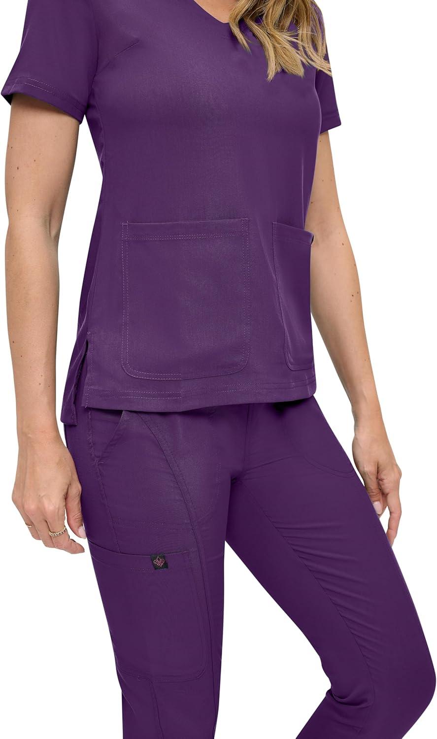 imageNatural Uniforms Womens UltraSoft Luxe Stretch Jogger Scrub Set with Regular and Petite SizesEggplant