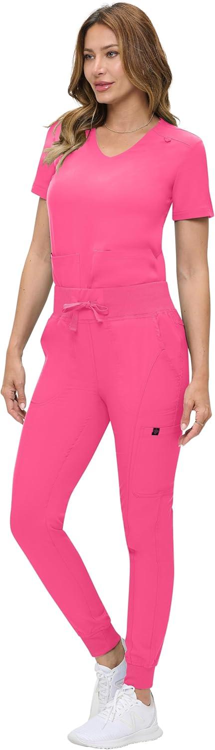 imageNatural Uniforms Womens UltraSoft Luxe Stretch Jogger Scrub Set with Regular and Petite SizesHot Pink