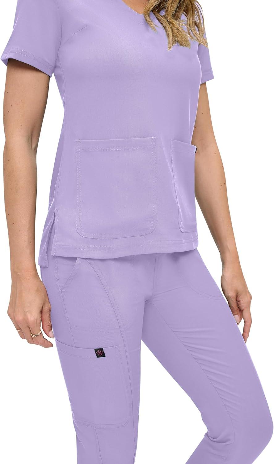 imageNatural Uniforms Womens UltraSoft Luxe Stretch Jogger Scrub Set with Regular and Petite SizesLavender