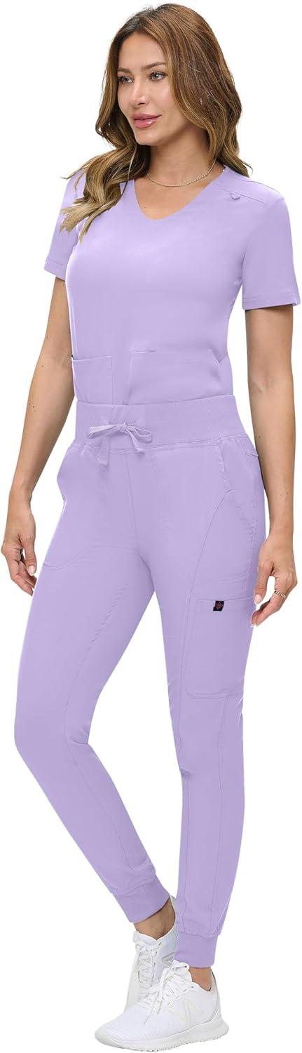 imageNatural Uniforms Womens UltraSoft Luxe Stretch Jogger Scrub Set with Regular and Petite SizesLavender