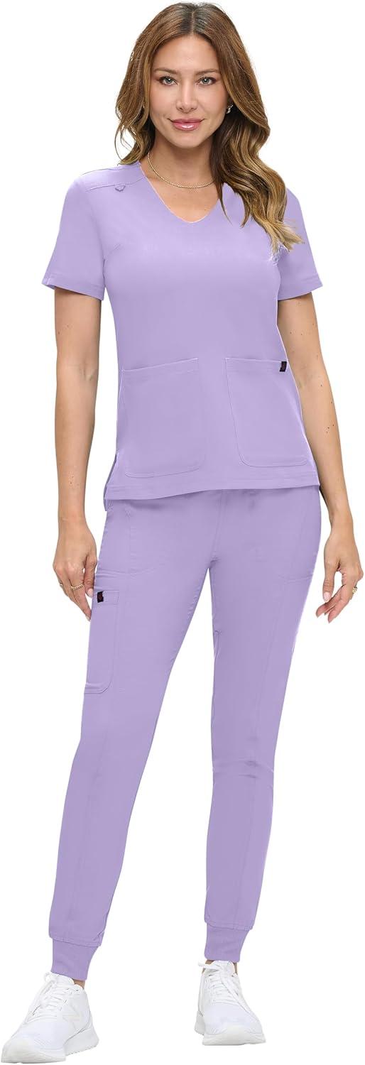 imageNatural Uniforms Womens UltraSoft Luxe Stretch Jogger Scrub Set with Regular and Petite SizesLavender