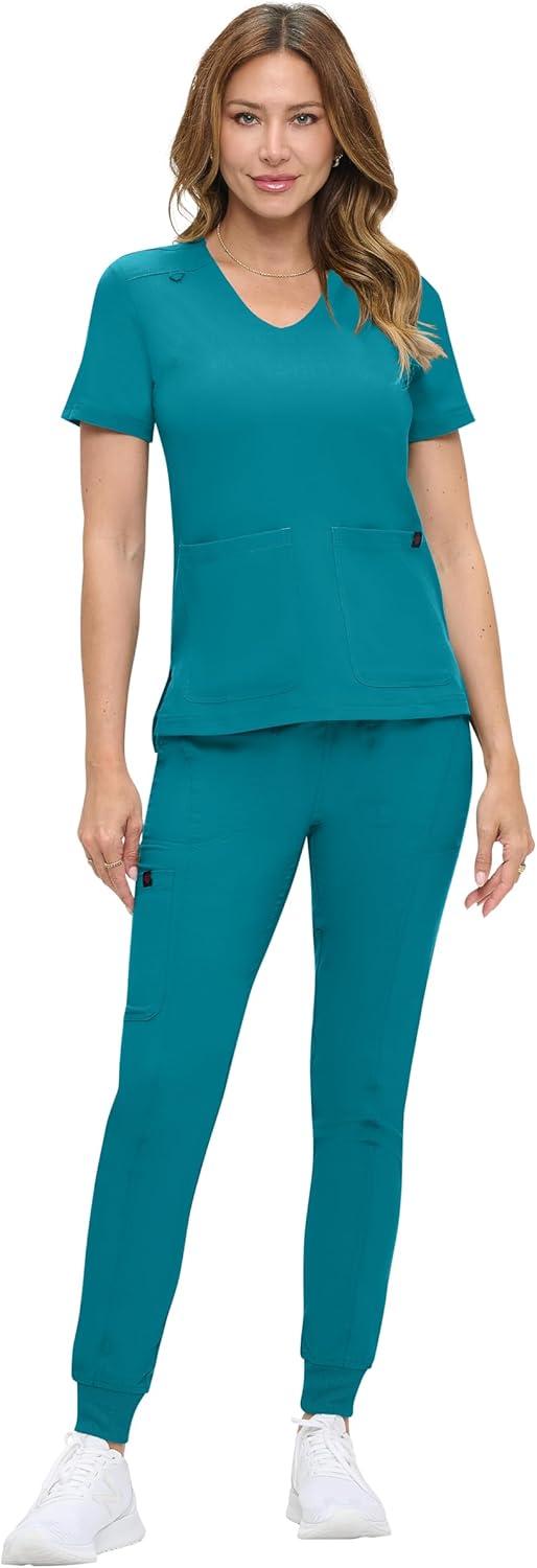 imageNatural Uniforms Womens UltraSoft Luxe Stretch Jogger Scrub Set with Regular and Petite SizesTeal